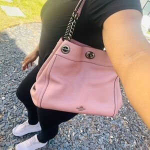 Coach Pink Leather Shoulder Bag